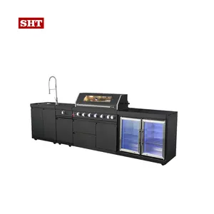 Tủ bếp nhà sản xuất ngoài trời thép không gỉ tủ bếp với bồn rửa & Tủ lạnh đơn vị