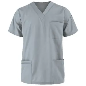 100% Cotton Male Hospital Uniform Nurse Medical Scrub Suit Multi Pocket Men's Scrub Top and Cargo Pants