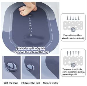 Tapis <span class=keywords><strong>de</strong></span> salle <span class=keywords><strong>de</strong></span> <span class=keywords><strong>bain</strong></span> ovale antidérapant en terre <span class=keywords><strong>de</strong></span> diatomées, super absorbant et à séchage rapide, fabriqué à la machine - Product Image 1