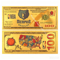 2026 Penjualan Terlaris AS Uang Kertas Berlapis Emas 24K Desain Bola Basket Jordan 32 Motif untuk Koleksi
