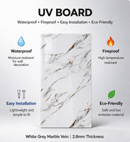 Papan UV Dekorasi Interior Ruang Tamu Latar Belakang TV, Marmer Putih Mengkilap, Tahan Air, Tahan Api, Ramah Lingkungan, Mudah Dipasang