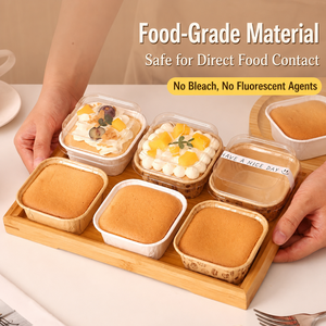 <b>Square</b> Kraft Paper Food <b>Containers</b> With <b>Plastic</b> Lids Disposable Rigid Boxes For Desserts And Snacks - Product Image 4