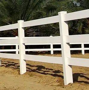 THREE Rails Style Plastic Farm Fence PVC Ranch Fence