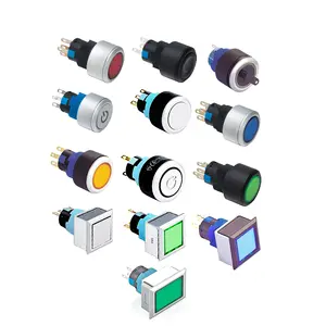 Colored 12mm Panel Hole Waterproof plastic button switch 6v 12v 24v 3V-220v Waterproof Momentary self-reset/locking power Signal