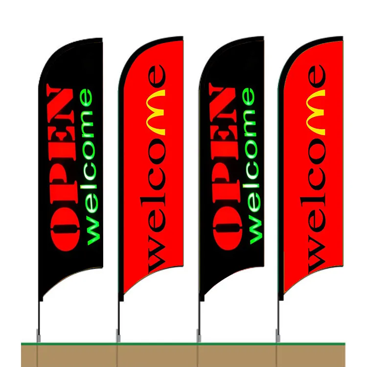 Wholesale Outdoor Flying Polyester Blank Pole Stand 4ft 7ft 12ft 15ft Beach Feather Banner Flags