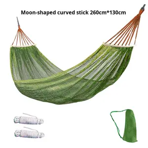 Yeşil hafif 480g hamak salıncak açık tek geniş örgü yetişkin 150kg kapasiteli asılı sandalye - Product Image 5