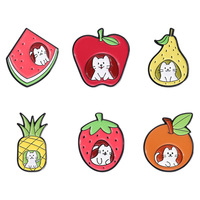 Vente en gros chaude mignon dessin animé émail tasse chat pomme ananas fraise fruits broches bijoux pour femmes