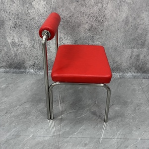 Silla de cuero de acero inoxidable personalizable de <span class=keywords><strong>estilo</strong></span> industrial con respaldo, muebles de cafetería para <span class=keywords><strong>restaurante</strong></span> al por mayor - Product Image 6