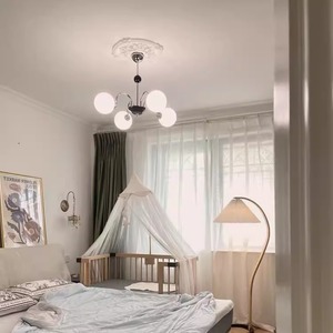 Lustre rétro français à LED, lampe de plafond ronde noire à tête unique pour salon, chambre à coucher, style vintage, design Ins - Product Image 1
