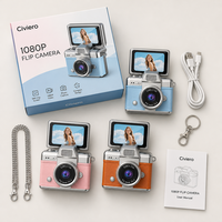 Kamera Mini Gantungan Kunci Retro CCD 1080P HD Layar IPS 1,47 Inci Lipat Portabel Kamera Jempol Perjalanan Anak-Anak Kamera Gantungan Kunci TF Pelajar