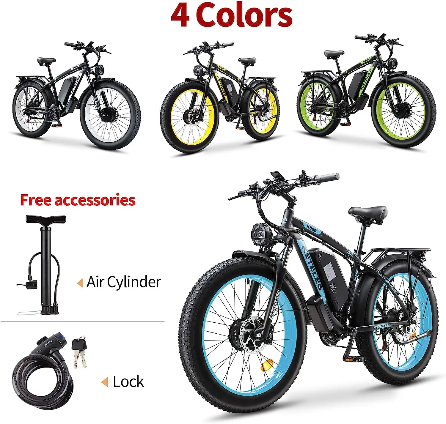 KETELES versand kostenfrei 26*4,0 Zoll 23ah K800 Elektro fahrrad 50km Schritt durch 2000W elektrisches Mountainbike 21-Gang-Fatbike