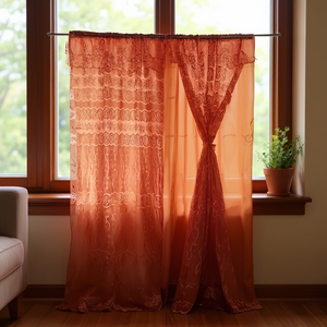 Panel de Cortinas de Encaje de 1.35m de Alto x 1.70m de Ancho con Diseño Floral, Decoración Transparente para Ventanas - Product Image 2