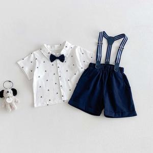 Tenue de gentleman pour tout-petits garçons : <span class=keywords><strong>chemise</strong></span> à manches courtes, short à bretelles et nœud <span class=keywords><strong>papillon</strong></span> pour anniversaire, mariage, fête ou tenue décontractée - Product Image 6