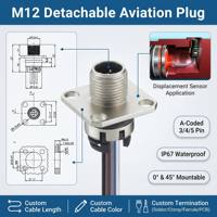 Conector de Montaje en Panel DIN M12 con Código A, 3-12 Pines, IP67, Montaje Frontal/Trasero, PCB/Cable, para Automatización Industrial Aeroespacial, Sensor/Actuador