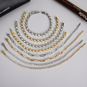 Ánh Sáng Sang Trọng Zircon Vòng Đeo Tay Vòng Vuông Trái Tim Tennis Vòng Đeo Tay Thép Không Gỉ Vòng Đeo Tay Cho Phụ Nữ - Product Image 1