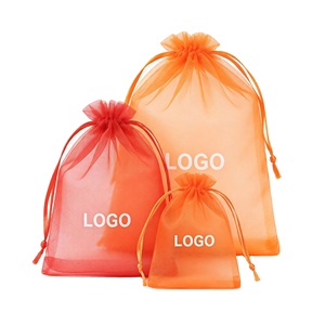 Sacs en organza transparent multicolores en gros avec cordon de serrage, pochettes cadeaux en maille personnalisables avec logo pour mariage, bonbons et bijoux - Product Image 1
