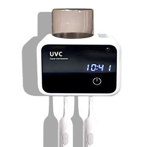 2025 recién lanzado calefacción inalámbrica montada en la pared una taza cepillo de dientes soporte de esterilización con reloj - Product Image 5