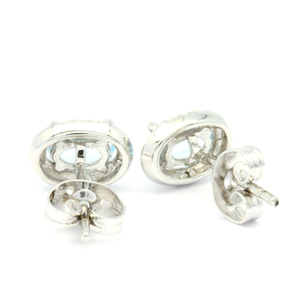 Pendientes de compromiso de oro blanco y topacio para mujer, regalo de aniversario, 18K, 14K, 9K, con tuerca - Product Image 5