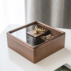 Plateau à fruits carré en <span class=keywords><strong>bois</strong></span> laqué, boîte à bonbons avec couvercle, moderne, haut de gamme, durable, récipient alimentaire multifonctionnel - Product Image 1
