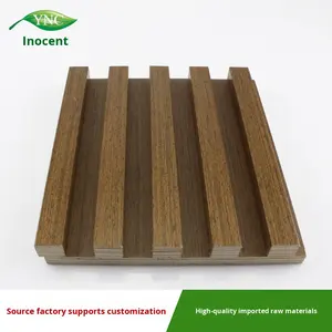 Panel de pared de rejilla cóncavo-convexo de gran pared de madera maciza minimalista moderno impermeable WPC para fondo decorativo de Hotel y hogar - Product Image 4