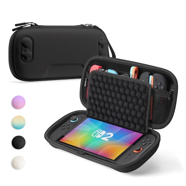 Switch Case for Nintendo Switch 2, Upgraded Honeycomb Shock-absorbing Design, Portable Full Protection Travel Bag Cover