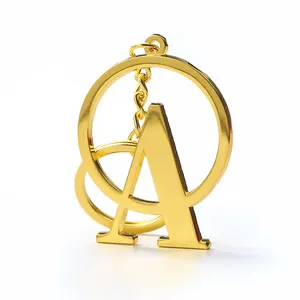 Custom metal fancy gold letter charms alphabet keychain