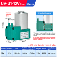 Pompa Vakum Tekanan Udara Mini Elektrik DC Portabel UV-U1 12/24V/220V 12W -70KPa 13L/mnt