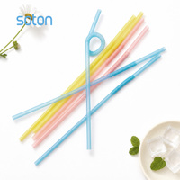 Pailles à boire en plastique flexibles jetables personnalisées Soton, kit de pailles longues et colorées pour les boissons, les bars et les fournitures de fête