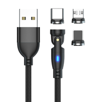 Kabel Data pengisi daya USB mikro Tipe C, kabel pengisian daya Cepat Magnet kuat 1 M 2M 3M putar 540 derajat Premium ditingkatkan baru