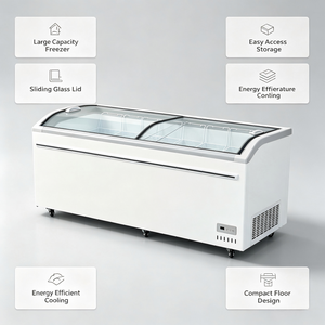 Congelador Horizontal con Tapa de Vidrio Transparente y Superficie Antivaho para la Venta y Almacenamiento de Productos Congelados en Tiendas de Comestibles - Product Image 2