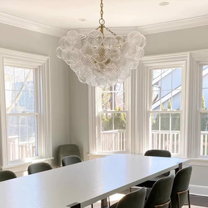 Lustre moderne de luxe, suspension à chaîne avec boules de verre rondes, pour salle à manger, salon, villa, décoration intérieure - Product Image 4