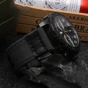 Bracelet de montre en toile de voile imperméable à dégagement rapide avec doublure en cuir véritable 18mm 20mm 22mm 24mm pour montre connectée - Product Image 6