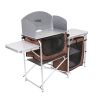 Mesa para acampar al aire libre, mesa plegable multifunción de aluminio para picnic, armario para parabrisas, jardín, cocina, mesa de cocina para eventos