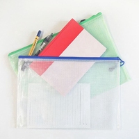 Pochette de rangement en maille PVC durable avec fermeture éclair pour crayons et fournitures de bureau