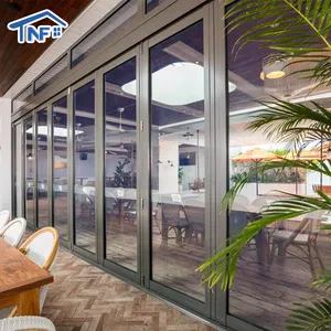 Puerta Plegable de Vidrio Impermeable de Aleación de Aluminio de Alta Transparencia Moderna <span class=keywords><strong>para</strong></span> Balcón de Hotel - Product Image 1
