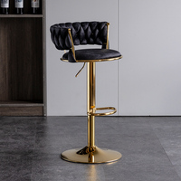 Chaise de Bar Nordique Comptoir Meubles En Métal Velours Pivotant En Cuir Haute Or Moderne De Luxe Cuisine Tabouret Chaises De Bar Pour Table De Bar