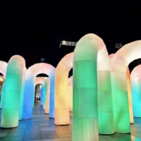 JYLIGHTING Arche gonflable lumineuse en forme de U, arc-en-ciel coloré, décoration extérieure pour célébrations, modèle à gaz, lampes personnalisées