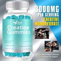 Gummies de créatine monohydrate 100 % véganes au goût naturel de myrtille OEM, 3000 mg de créatine et protéines, compléments alimentaires