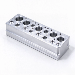 Boîtier de collecteur en aluminium usiné CNC OEM, bloc à structure de cavité complexe, pièces de contrôle de fluides pour l'automatisation industrielle sur mesure - Product Image 1