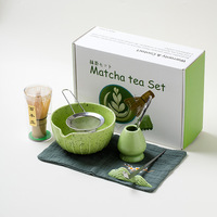 Kit de Thé Matcha de 6 Pièces en Céramique, Vente en Gros, Emballage Boîte Cadeau, Bol Matcha Blanc Rose avec Fouet