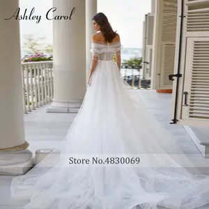 Ashley Carol A-line vestido De <span class=keywords><strong>novia</strong></span> Sexy sin tirantes brillante <span class=keywords><strong>novia</strong></span> desmontable con vestido De <span class=keywords><strong>Bolero</strong></span> Vestidos De <span class=keywords><strong>Novia</strong></span> - Product Image 2