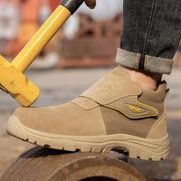 Chaussures de sécurité légères à embout d'acier pour les travailleurs, chaussures de travail en cuir avec embout d'acier pour hommes