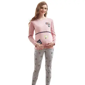 Baumwolle Mutterschaft Stillen Nachtwäsche Stillen Nachtwäsche für Schwangere Schwangerschaft Stillen Pyjamas Anzüge