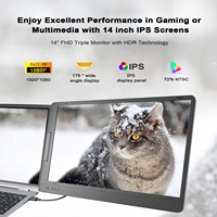 Moniteur portable 14 pouces FHD IPS triple moniteur ordinateur portable avec ordinateur portable double écran Type-C