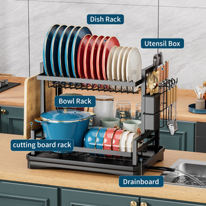 Organizador de Platos Moderno de Doble Nivel con Soporte para Cuencos, Palillos, Cuchillos, Tenedores y Vasos, con Fácil Acceso al Agua - Product Image 2