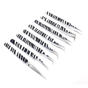 Juego de 8 Pinzas de Acero Inoxidable de Punta Fina para Extensión de Pestañas ZEBRA 2026 LA Elahi & Co ODM OEM Gran Venta - Product Image 2