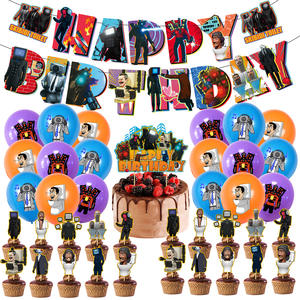 Decoración regalo niños juguetes Banner Cake Topper Skibidi inodoro altavoz TV Camara hombre banderas Feliz <span class=keywords><strong>cumpleaños</strong></span> Anime fiesta globos - Product Image 1