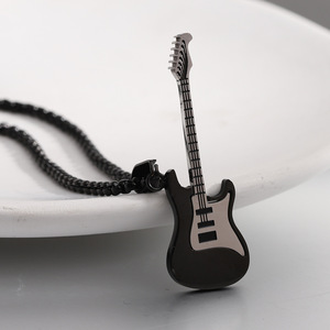 Collar con Colgante de Guitarra de Acero Inoxidable, Joyería de Moda Hip Hop, Uso Diario, Diseño Geométrico, Forma Irregular BP1402 - Product Image 4
