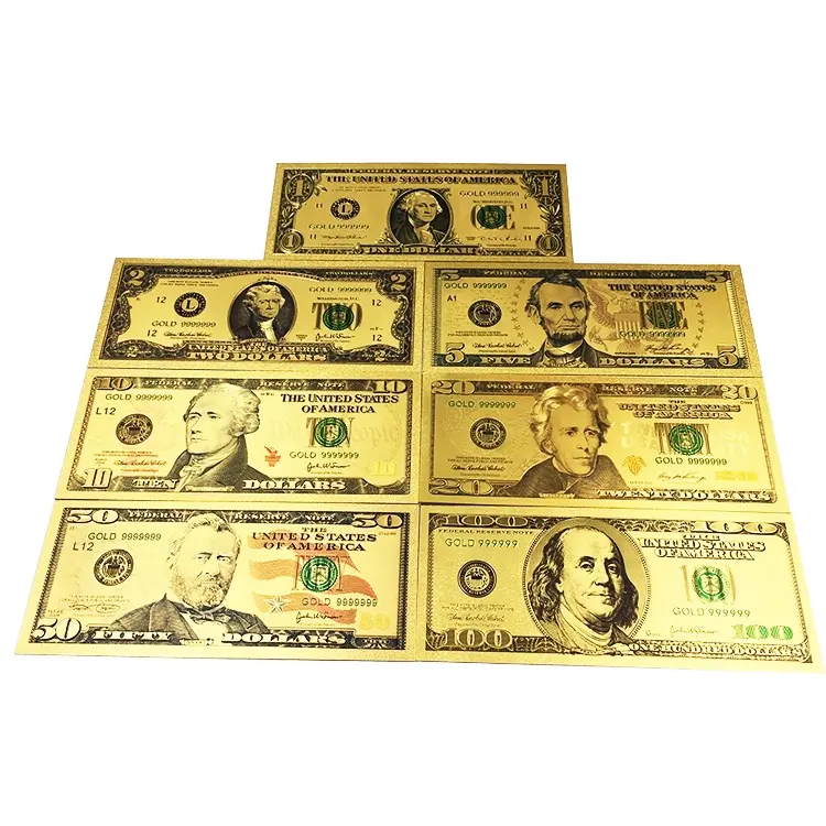 FS-Craft vendita calda Souvenir US One Set dimensioni originali colore dollaro banconote in lamina d'oro