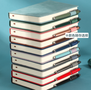 Logo personalizzato A5 con copertina rigida quaderni di giornale 100 fogli con copertina in pelle e supporto penna per cucire rilegatura popolare per uso scolastico - Product Image 6